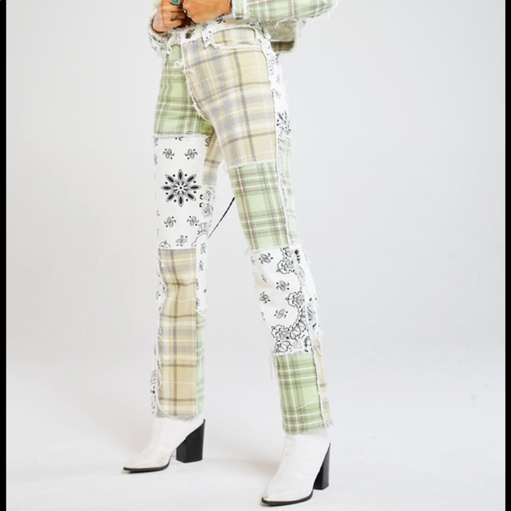 Patchwork Bandana Boyfriend Jeans